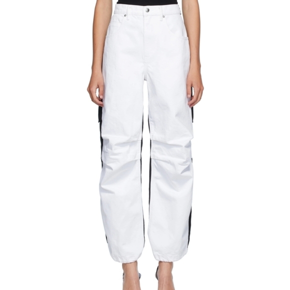 Nasty Gal White Denim Cargo Jeans W/elastic Cuff details Sz 10 - Picture 2 of 16